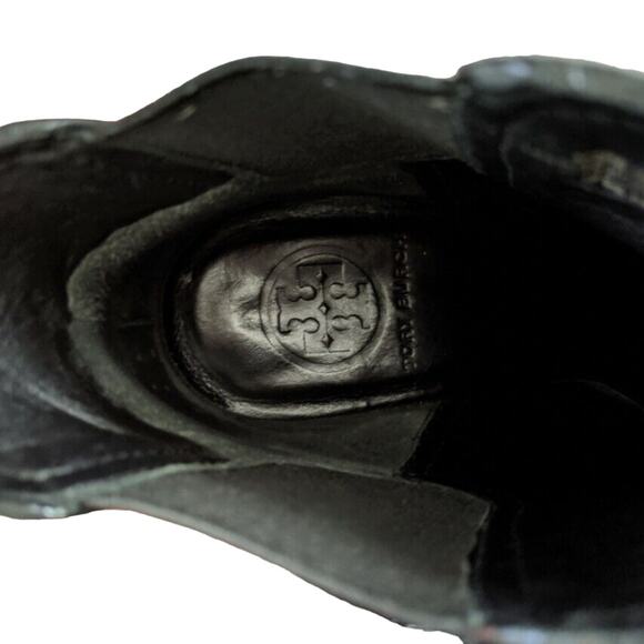 Tory Burch Chelsea Boots April Ankle Booties Heels Black Leather Womens Size 7.5 - Picture 5 of 9